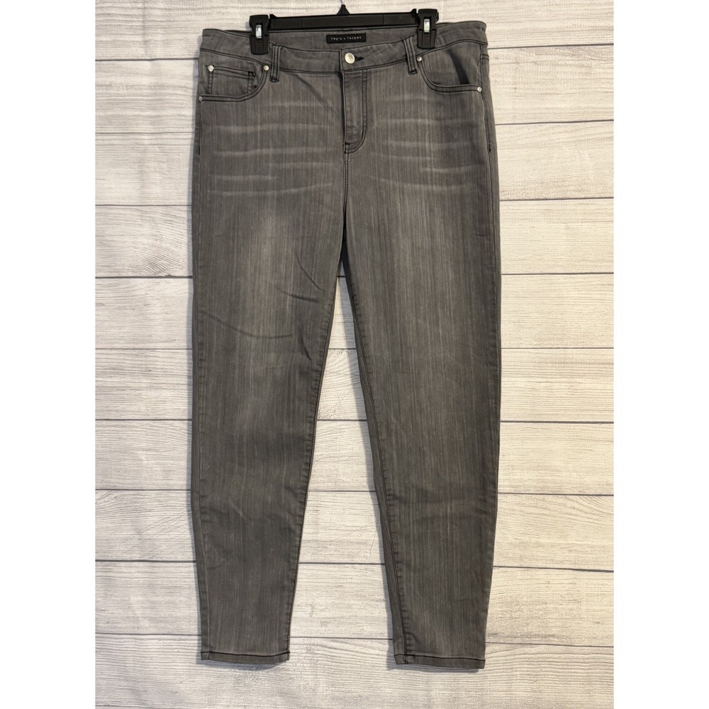 Truth + Theory Women Gray Wash Jeans Size 16 Stretch Straight Leg Denim